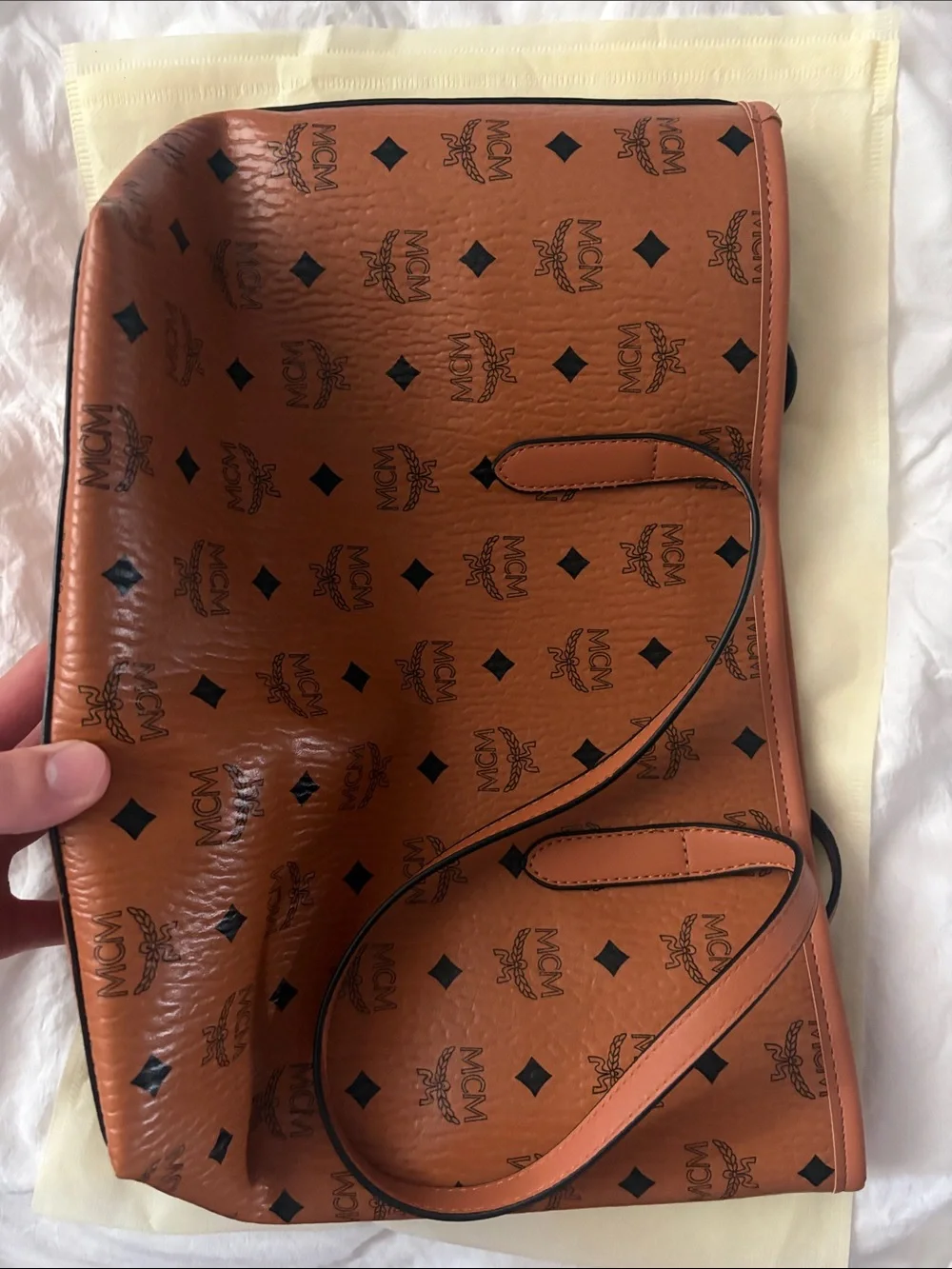 Cognac Brown Visetos Logo Duffel Bag